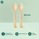 160mm, 50 Pack Disposable Sporks | Wooden Dining Flatware | Ideal for Kids Birthday, Wedding & Party