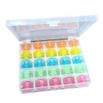Gemsy Sewing Machine Bobbins Pack of 25 with Storage Box | Transparent & Colour Bobbins