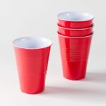 Bright Red Color Cup Set for Occasional Party, Strong, Leakproof Recyclable, Great for Water Juices Milk & More Party & Event Supplies (Set of 50pcs)