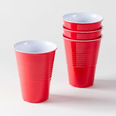 Bright Red Color Cup Set for Occasional Party, Strong, Leakproof Recyclable, Great for Water Juices Milk & More Party & Event Supplies (Set of 50pcs)