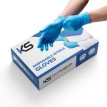 Kashi Surgicals Powder-Free Nitrile Hand Gloves – Food Grade, Latex-Free, Medical & Multi-Purpose Use – Medium, Blue, Box of 80 (Made in Malaysia)