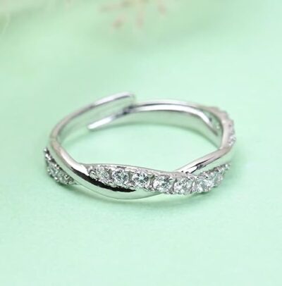 Pure 925 Sterling Silver Minimal Office wear Finger Ring with Adjustable Band | Gift for Women Girls Wife Girlfriend | Multiple Design Options