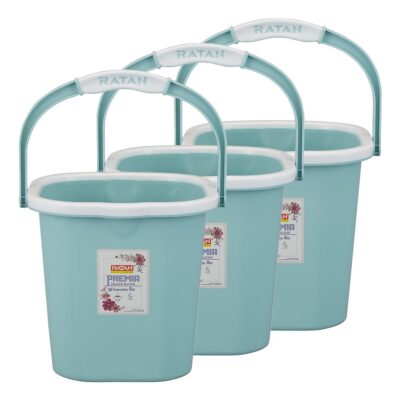 RATAN PLASTICWARE Premia Bucket (5L X 2) - Mint|Light Weight and Easy to Carry|Perfect for Use in Bathrooms, Kitchen & Wet Utility Areas