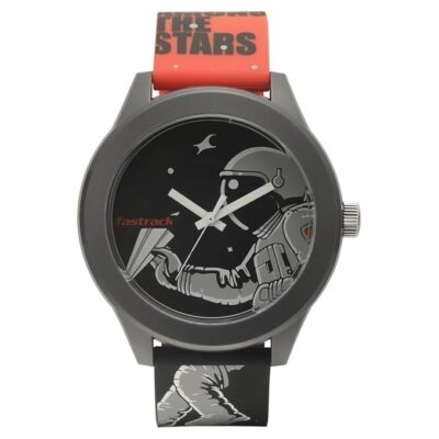 Fastrack Space Rover Quartz Analog Black Dial Silicone Strap Unisex Watch-NS38003PP25/NT38003PP25