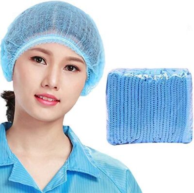 THEMISTO Disposable Bouffant Caps – 100 Pieces, Non-Woven, Blue | Surgical, Home, Restaurant & Professional Use