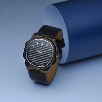 Fastrack Vyb Quartz Analog Black Dial Black Genuine Leather Strap Watch for Men-FV30011NL01W