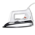 Bajaj Popular Plus 750W Dry Iron | Advanced Soleplate and Anti-Bacterial German Coating Technology | Lightweight | Cool Touch Handle | 360 Degree Swivel Cord | 2 Yr Warranty 【White】