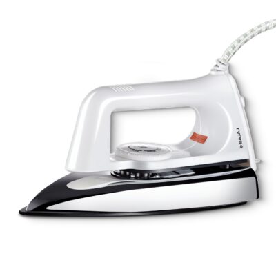 Bajaj Popular Plus 750W Dry Iron | Advanced Soleplate and Anti-Bacterial German Coating Technology | Lightweight | Cool Touch Handle | 360 Degree Swivel Cord | 2 Yr Warranty 【White】