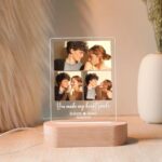 Glossy Gift LED Photo Frame – Personalized Acrylic Photo Frame with Wooden Base & Warm Light | Customised Gift for Couples, Anniversaries, Weddings, Birthdays & Valentine’s Day