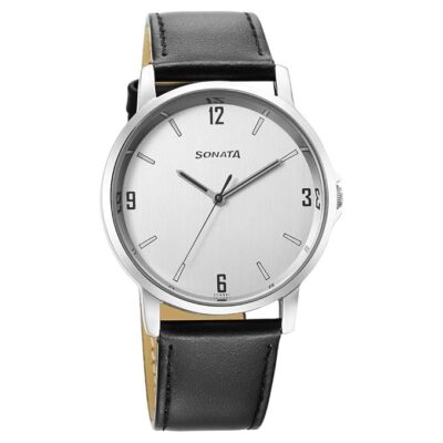 Sonata Quartz Analog Silver Dial Watch for Men-77083SL08