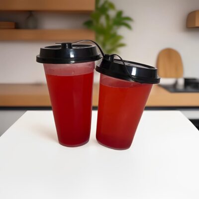 250ml Plastic Cups with Lids – Pack of 25 | Transparent Reusable Tumblers for Water, Juice, Travel & Party | Durable, Spill-Resistant Disposable Drink Glasses