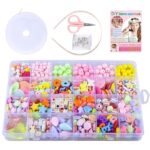 Beads Kit for Kids – Colorful Bracelet Beads Set with Clay Charms | DIY Jewelry Making Kit for Girls, Women | Arts & Crafts Bead Kit with Pony Beads, Plastic Beads | Gift Box Set (Pack of 1)