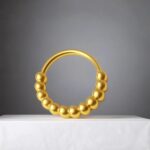 FASHIONS 18K Gold Plated Beaded Hoop Nose Ring Round Ball Bali Piercing Nosepin Lightweight Daily Nath Nose Stud Jewelry Wedding & Festive Look for Women & Girls