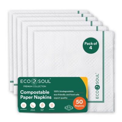 Premium Paper Napkin | Pack of 4 (50 Pulls Per Pack) | Eco Friendly Disposable Tissue Paper, Biodegradable Everyday Hand Paper Napkin