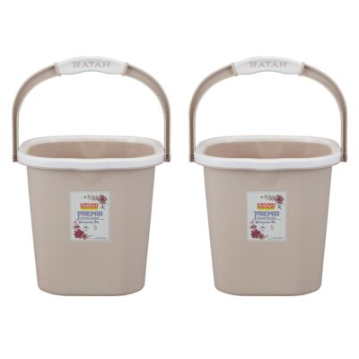 RATAN PLASTICWARE Premia Bucket (5L X 2) - Desert Rose|Light Weight and Easy to Carry|Perfect for Use in Bathrooms, Kitchen & Wet Utility Areas