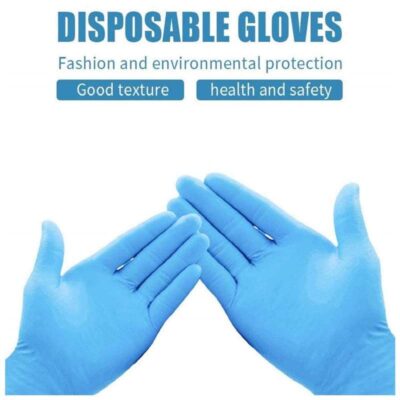Nitrile Gloves Disposable Powder Free Examination Blue Hand Gloves Food Grade Ce & FDA Approved Medium Size- Pack of 100 Pieces, Non-Sterile