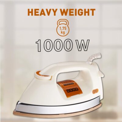 Usha EI 3710 Heavy Weight 1000-Watt Dry Iron, 1.75 Kg(White)