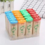 Portable Lighter Shape Push-lid Toothpick Storage Box and Disposable Replaceable Toothpicks for Outdoor Travel, Hotel, Restaurant (24 Boxes)