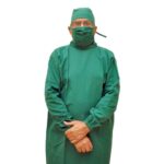 ALITMUN Cotton Surgeon Gown Set with 2 Face Masks & Cap | Reusable & Washable | Green | Unisex