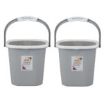 RATAN PLASTICWARE Premia Bucket (5L X 2) - Diaso Grey|Light Weight and Easy to Carry|Perfect for Use in Bathrooms, Kitchen & Wet Utility Areas