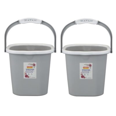 RATAN PLASTICWARE Premia Bucket (5L X 2) - Diaso Grey|Light Weight and Easy to Carry|Perfect for Use in Bathrooms, Kitchen & Wet Utility Areas