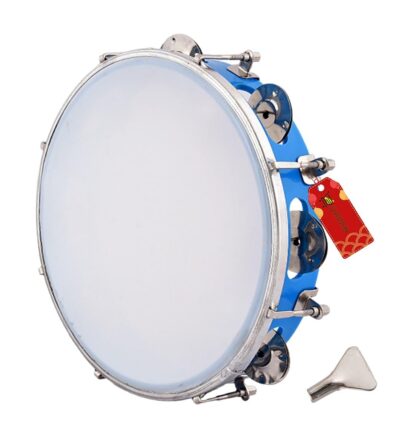 UAPAN 10-Inch Dafli / Tambourine Hand Percussion Instrument (Blue) – Steel & Bakelite Frame with Nylon Drumhead for Dance, Concerts & Musical Performances
