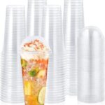 Disposable Transparent Glass with Dom lids | Multipurpose for Cold Drink in Party, Social Gathering, Weddings | Crack Resistant, Solid & Durable Glass (350ml) (100 Pcs)