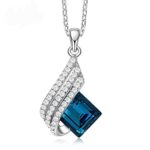 Angel Wings Platinum Plated Crystal Pendant Necklace Jewellery Set Gifts for Women and Girls (Blue) (14622s) Valentine Gift for Girlfriend