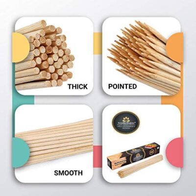 160 Bamboo Skewers Sticks | Barbecue skewers for Oven Microwave Pan Grilling (12 inch-3mm)