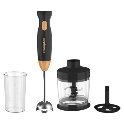 Crompton Ameo Trio | Hand blender | Chopper | whisker | 300 watts Silent motor|Food grade blades | Blend/Chopp/Whisk | Hot and cold Blending | Anti splash technology | 2 years warranty
