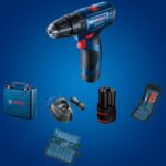BOSCH Professional GSB 120-LI Cordless Impact Drill Driver, 12 V, 10 mm Chuck, 2 x GBA 12 V 2.0Ah Battery, 1 x GAL 12V-20 Charger & 23 Pcs Accessories Set, 1 Year Warranty