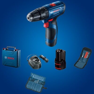 BOSCH Professional GSB 120-LI Cordless Impact Drill Driver, 12 V, 10 mm Chuck, 2 x GBA 12 V 2.0Ah Battery, 1 x GAL 12V-20 Charger & 23 Pcs Accessories Set, 1 Year Warranty