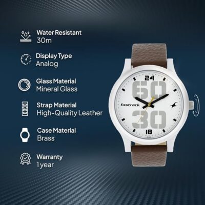 Fastrack Bold Analog White Dial Men's Watch NM38051SL06/NN38051SL06