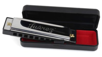 Juarez JRZ10HM Diatonic Blues Harmonica, 10 Hole 20 Tones Key of C with Case – Mouth Organ for Beginners, Students, Kids & Professionals (Silver)