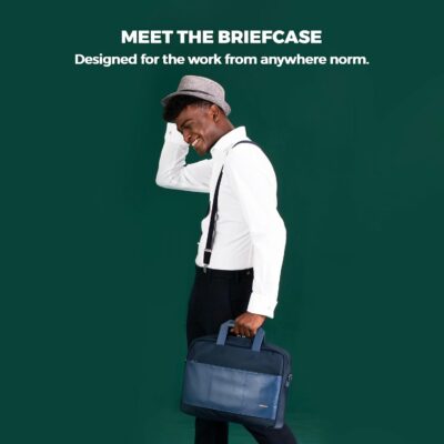 MOKOBARA The Briefcase with Adjustable Shoulder Strap Vegan Leather, Water Resistant, Fits Upto 15.6" Laptops (Unisex, Blue)