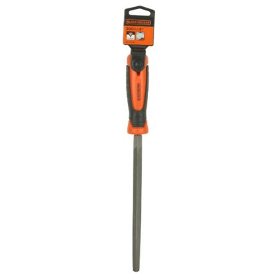 BLACK+DECKER BDHT22147 Steel 200mm 2nd Cut Triangle File (Orange)