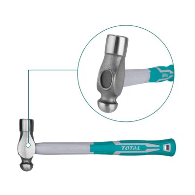 TOTAL 450g Ball Pein Hammer, Carbon Steel, Fiberglass Handle – THT74166