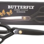 Butterfly Premium Tailoring Scissors | Professional Cloth Cutting Fabric Sewing Scissors | Anti-Rust Stainless Steel | Black | Set of 1