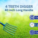 Digging Fork Agriculture Horticulture Garden Ploughing. 5 Teeth 40- inch D Handle for Digging, Planting, Aerating, Cultivating
