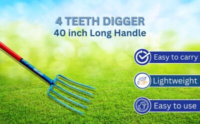 Digging Fork Agriculture Horticulture Garden Ploughing. 5 Teeth 40- inch D Handle for Digging, Planting, Aerating, Cultivating