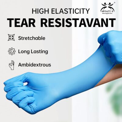 Nitrile Gloves Powder-Free, Blue (Medium) -100 Pieces