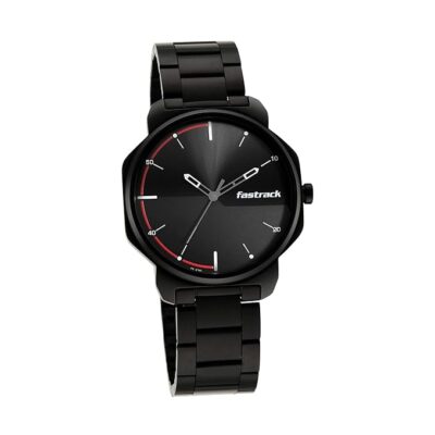 Fastrack Men Stunners Quartz Analog Dial Black Metal Strap Watch for Guys - NT3254NM01