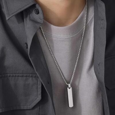 Silver Chain For Men Stylish Stainless Steel Bar Pendant Necklace Silver Chain Pendant For Men Boys Love Gifts Mens Jewellery