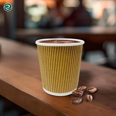 120 ml, 100 Count] Disposable Ripple Paper Cups | Plastic-Free Aqueous Coated | Eco-Friendly & Biodegradable Hot Cups | Use & Throw Party Glasses | Ideal for Tea & Coffee | 420 GSM