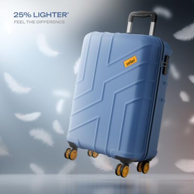 Safari Stratos 8 Wheels 55cm Cabin Size Trolley Bag, Hard Case Polycarbonate, 360º Wheeling Carry-on Luggage for Men & Women, Travel Bag, Suitcase for Travel, Trolley Bags for Travel, Steel Blue