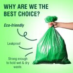 Eco-Friendly Garbage Bags | 180 Pcs | Medium-19 x 21 Inches | 30 Bags x 6 Rolls | Green | Dustbin/Trash Bags with Detachable Drawstrings | For Dry & Wet waste