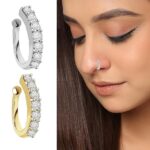 FASHIONS Clip on Nosepin Without Piercing Pressing Type Nose rings Stud for Women - Combo 2pcs Gold & Silver
