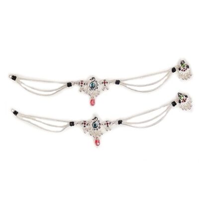 Antique Silver Alloy Multistrand Anklet For Girls & Women