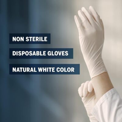 Latex Hand Gloves 100 pcs Medical Grade 4gm White Food Grade Ce Approved Non Sterile Medical Examination All-Purpose Powdered Cleaning Examination Gloves Pack of 100 (Large)