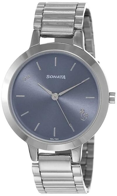 Sonata Play Blue Dial Women Analog Watch With Stainless Steel Strap-NS8141SM07